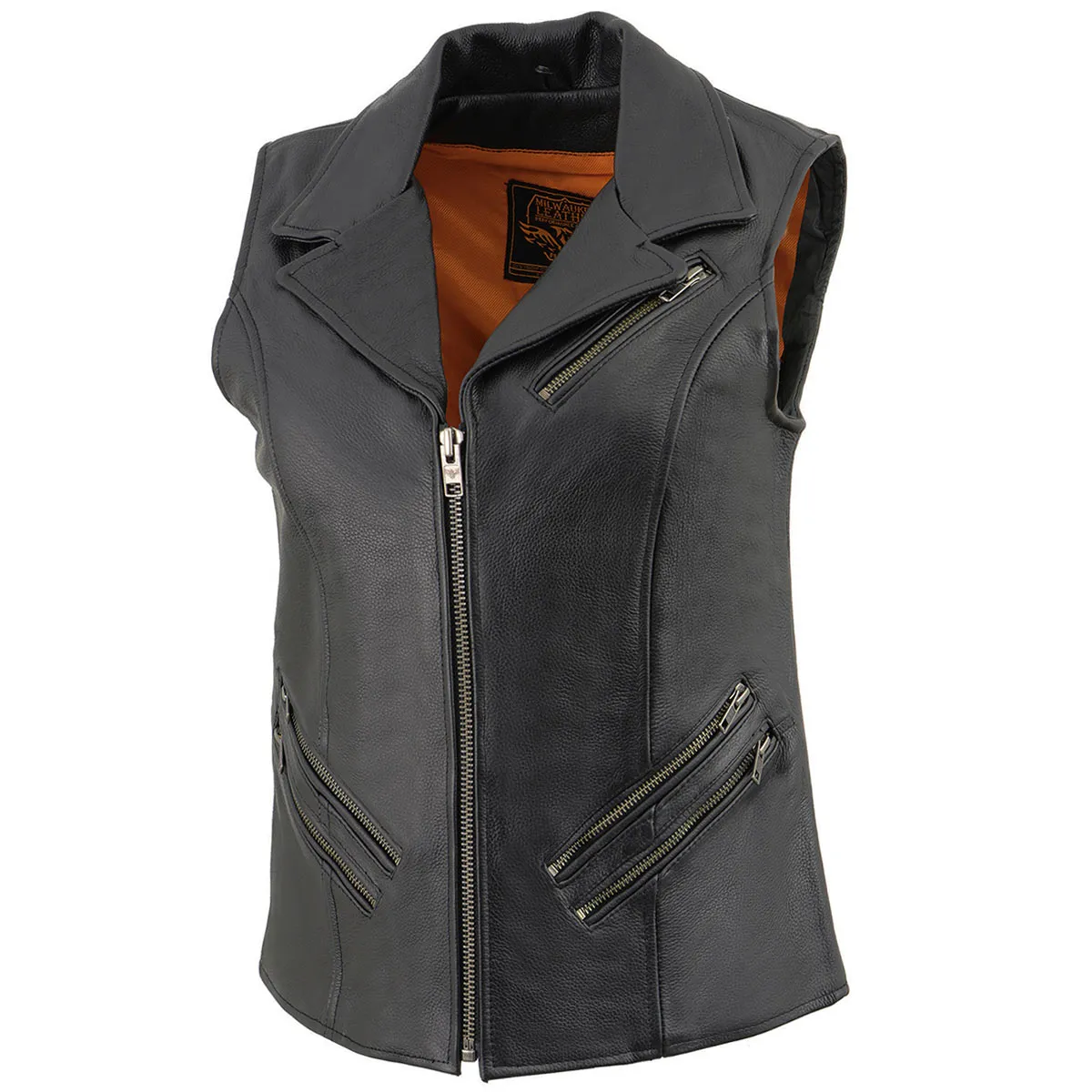 Milwaukee Leather MLL4521 Ladies Black Long Leather Vest with MC Lapel