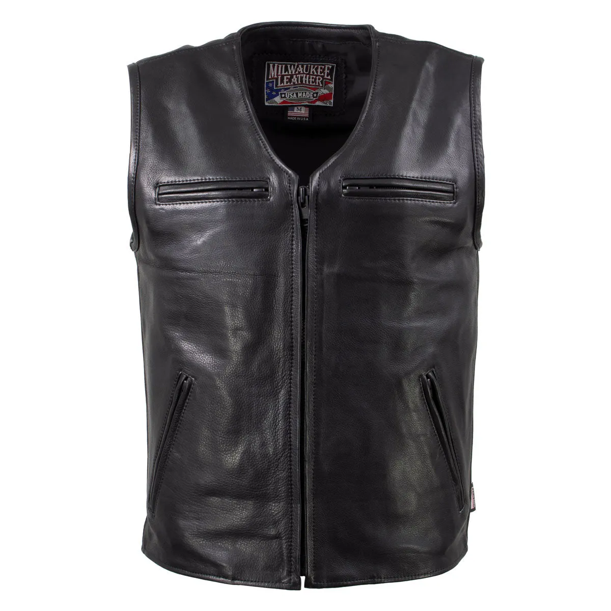 Milwaukee Leather USA MADE MLVSM5009 Men's Black 'Slinger' V-Neck