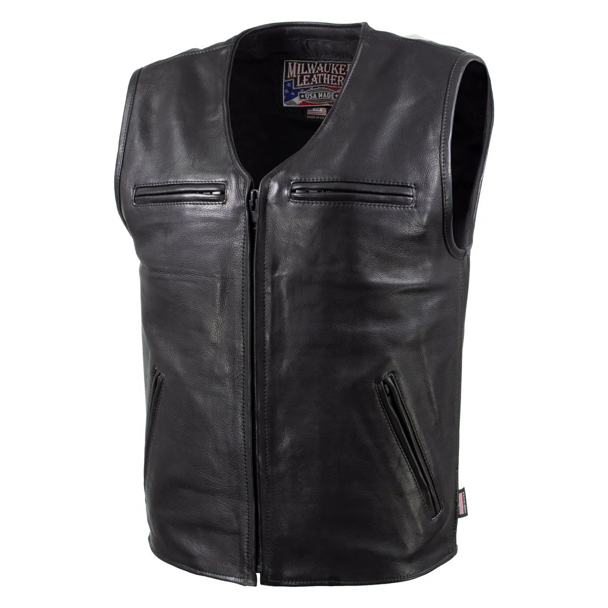 Milwaukee Leather USA MADE MLVSM5009 Men's Black 'Slinger' V-Neck