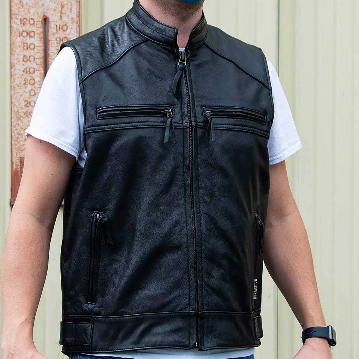 Milwaukee Motorcycle Clothing Company MV3520 Men's Black Leather Ducktail Motorcycle Vest