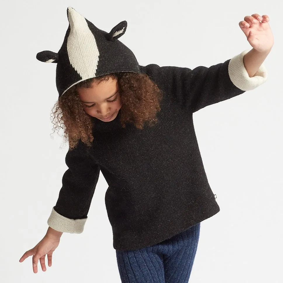 Oeuf Skunk Hooded Sweater in Black