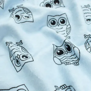 Owls on Blue Printed Flannelette Design-27