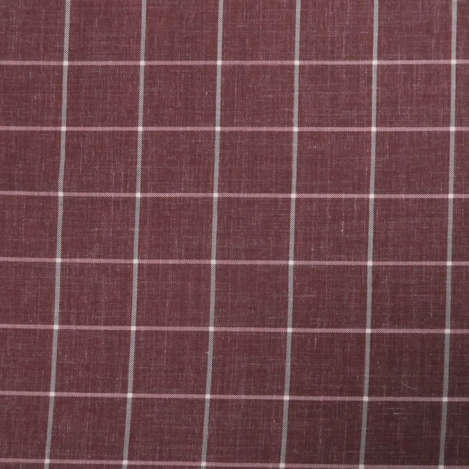 Pale Wine Windowpane Wool and Linen Calypso Dormeuil Fabric