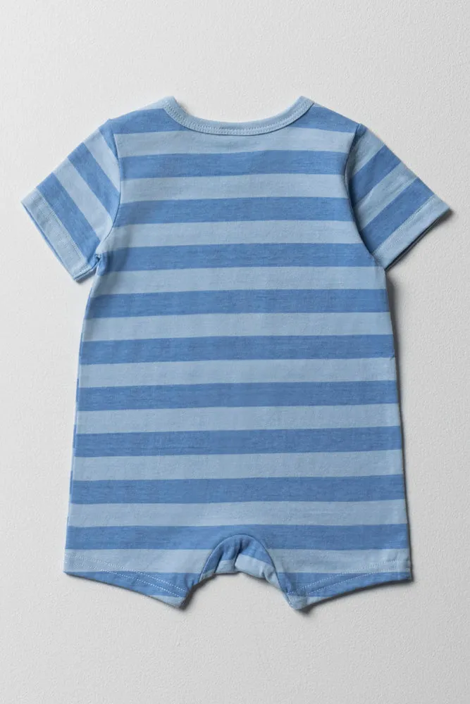 Stripe Boy Romper Blue