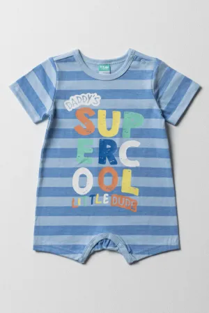 Stripe Boy Romper Blue