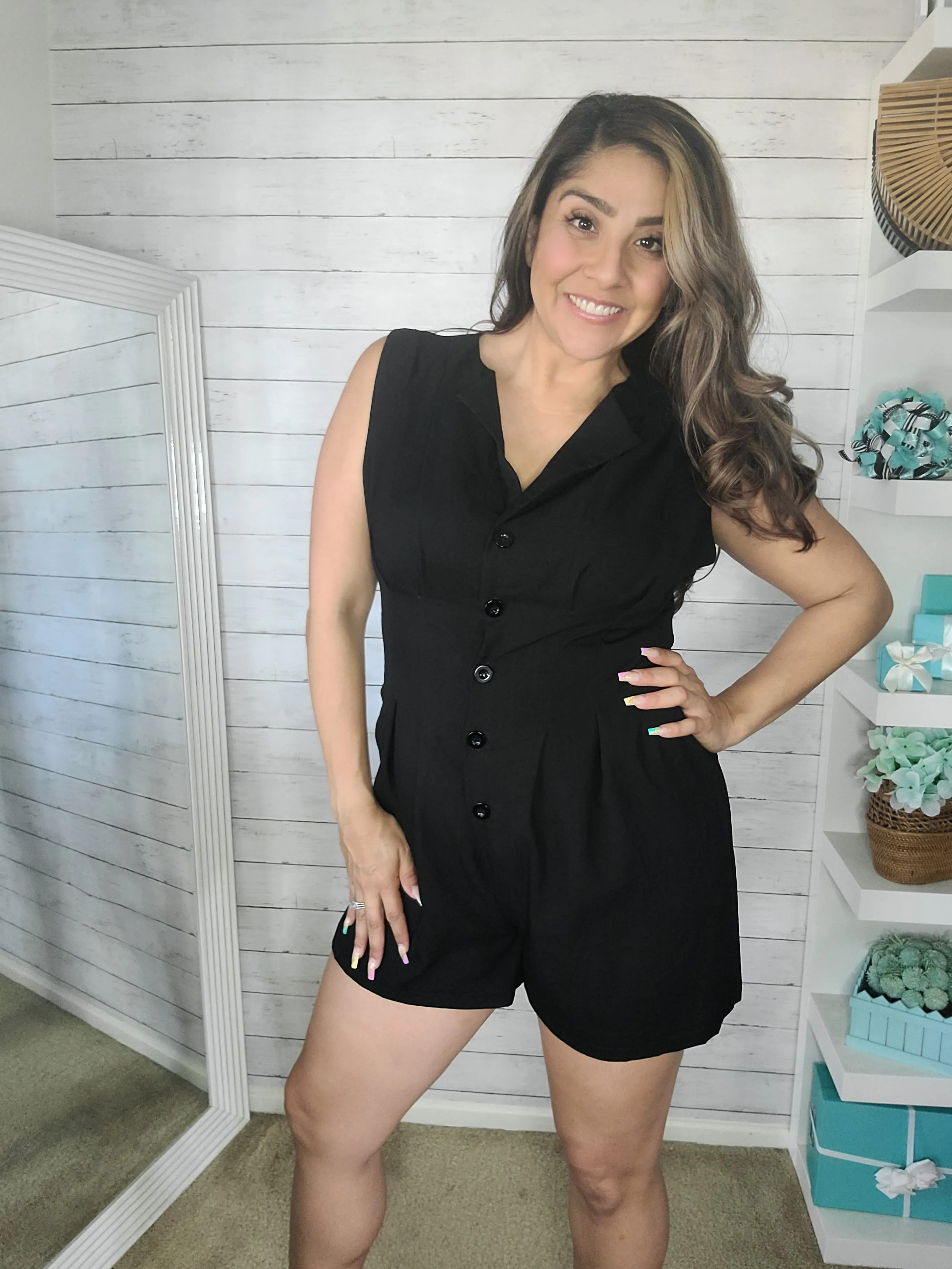 Tailored Black Romper