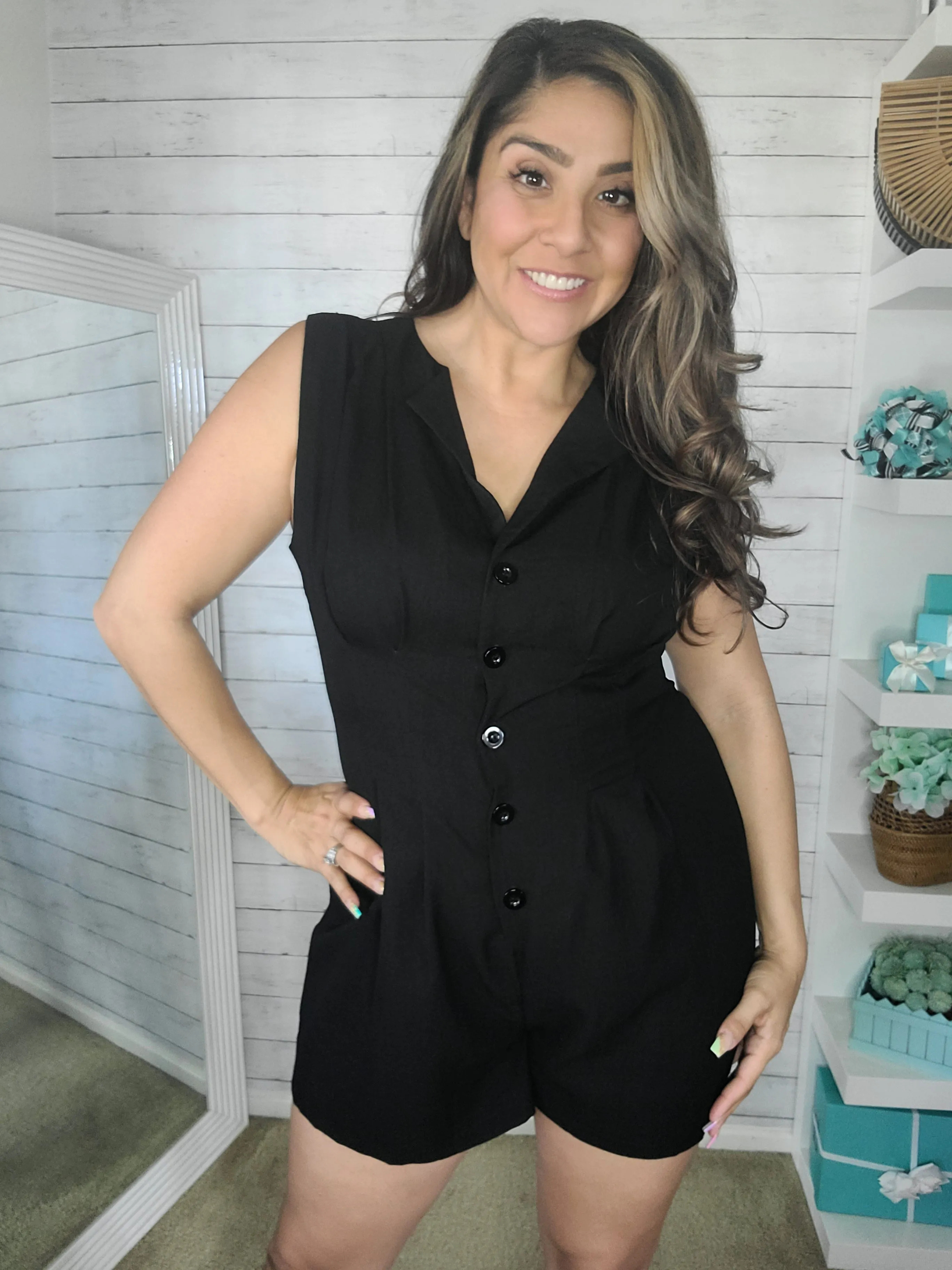 Tailored Black Romper