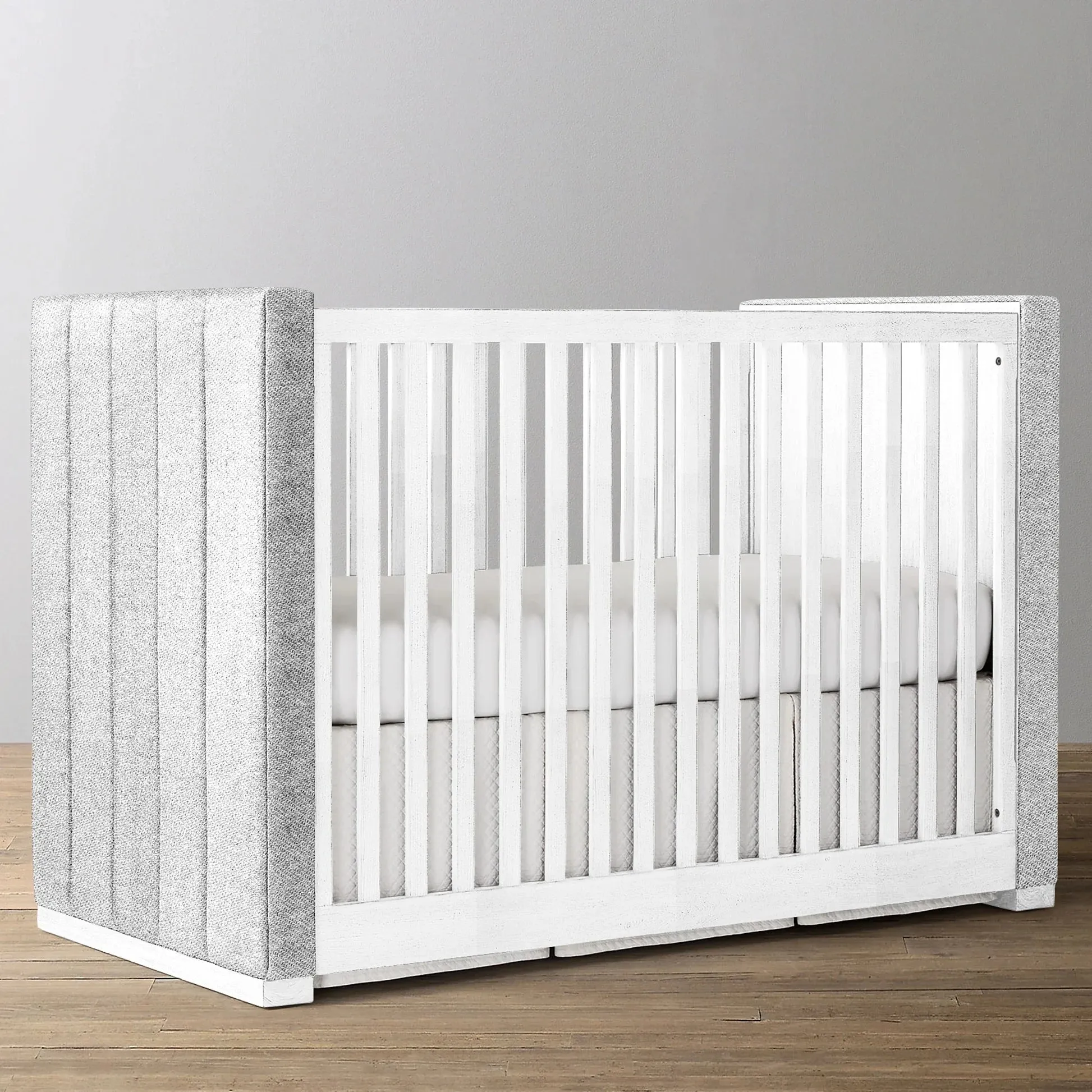 The Baby Atelier 100% Organic Upholstered Panel Crib White