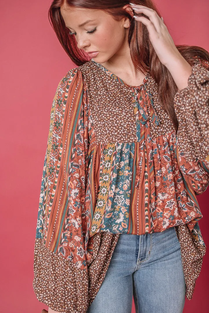 The Boho Way Printed Babydoll Top