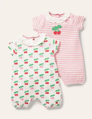 Twin Pack Rompers-Molly Mahon Cherries